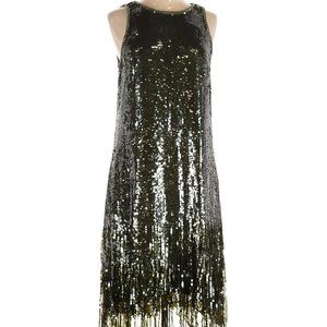 J.Crew Collection Silk Sequin Fringe Trim Dress Size 10